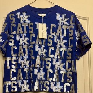 University Kentucky Wildcats Blue Short Sleeve Tee with Silver Graphic